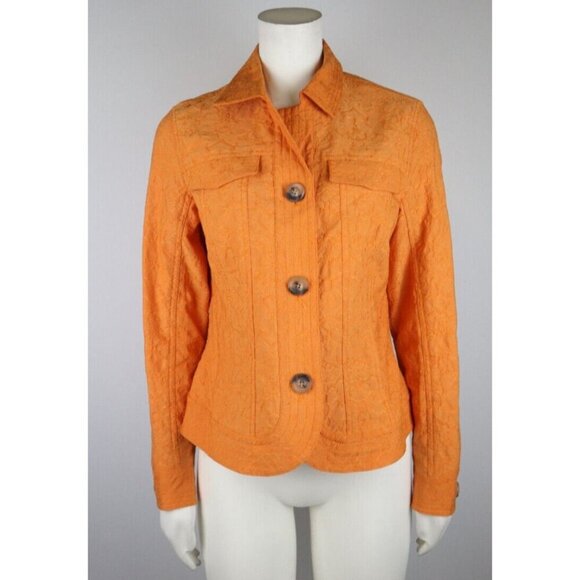 COLDWATER CREEK - WOMEN'S ORANGE TEXTURED JACKET - SIZE 8 - Picture 1 of 7
